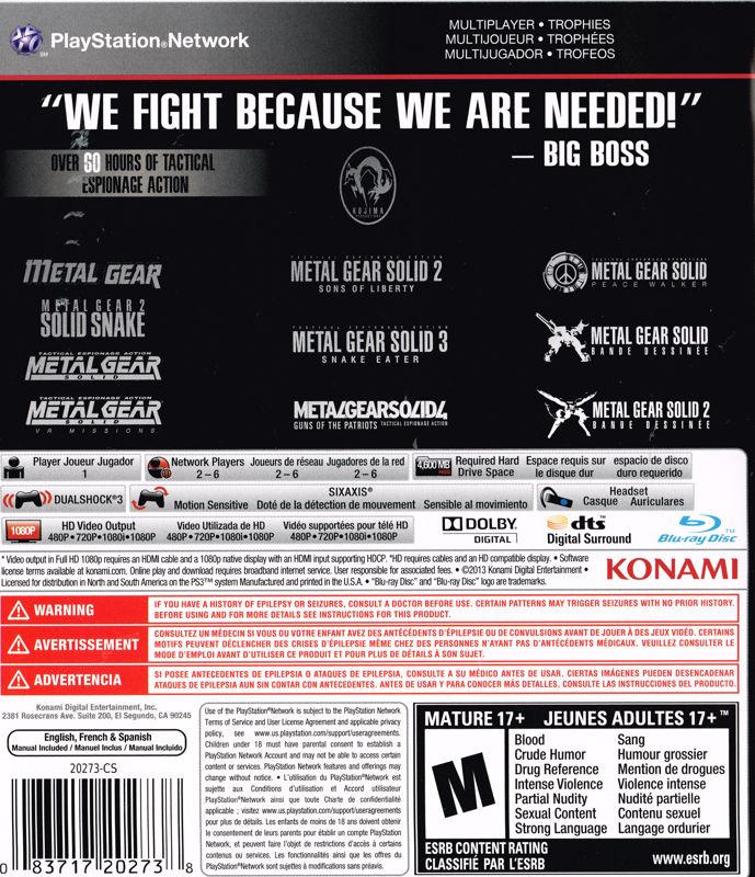 Metal Gear Solid: The Legacy Collection - PlayStation 3