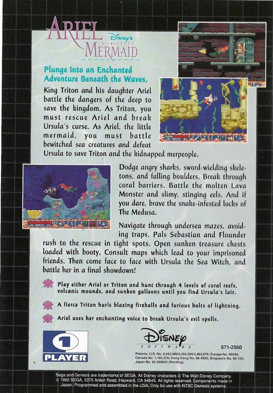 Ariel the Little Mermaid - SEGA Genesis