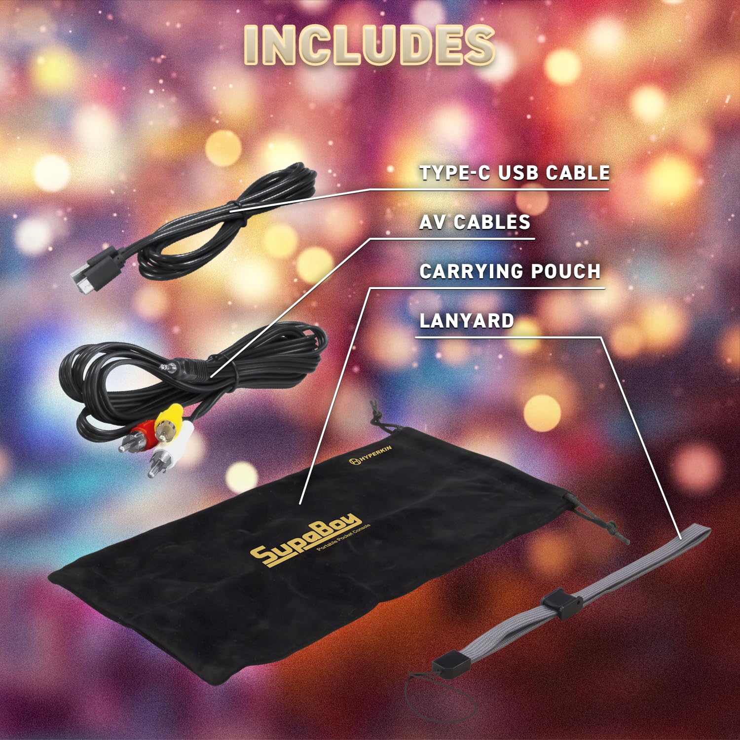 SupaBoy Portable Pocket Console for Super NES / Super Famicom Games - Black/Gold