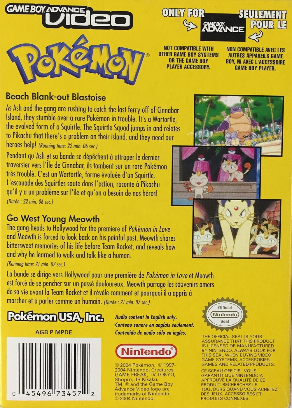 Pokemon Beach Blank-Out Blastoise and Go West Young Meowth - Game Boy Advance Video