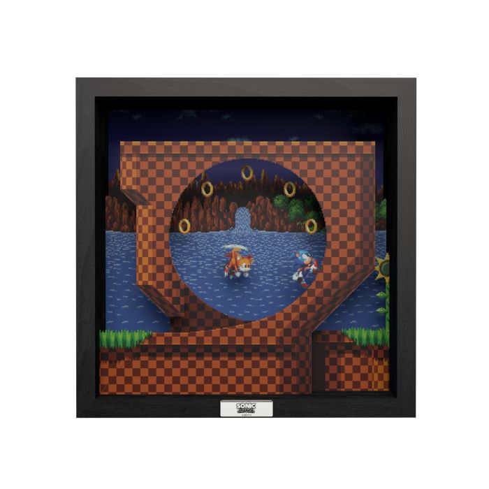 Sonic Mania - Green Hill Zone - 9"x9" Shadow Box Art