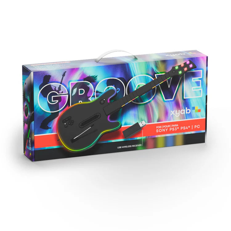 GROOVE PC/PS3/PS4 Wireless Guitar Controller for Clone Hero, Guitar Hero, and Rock Band