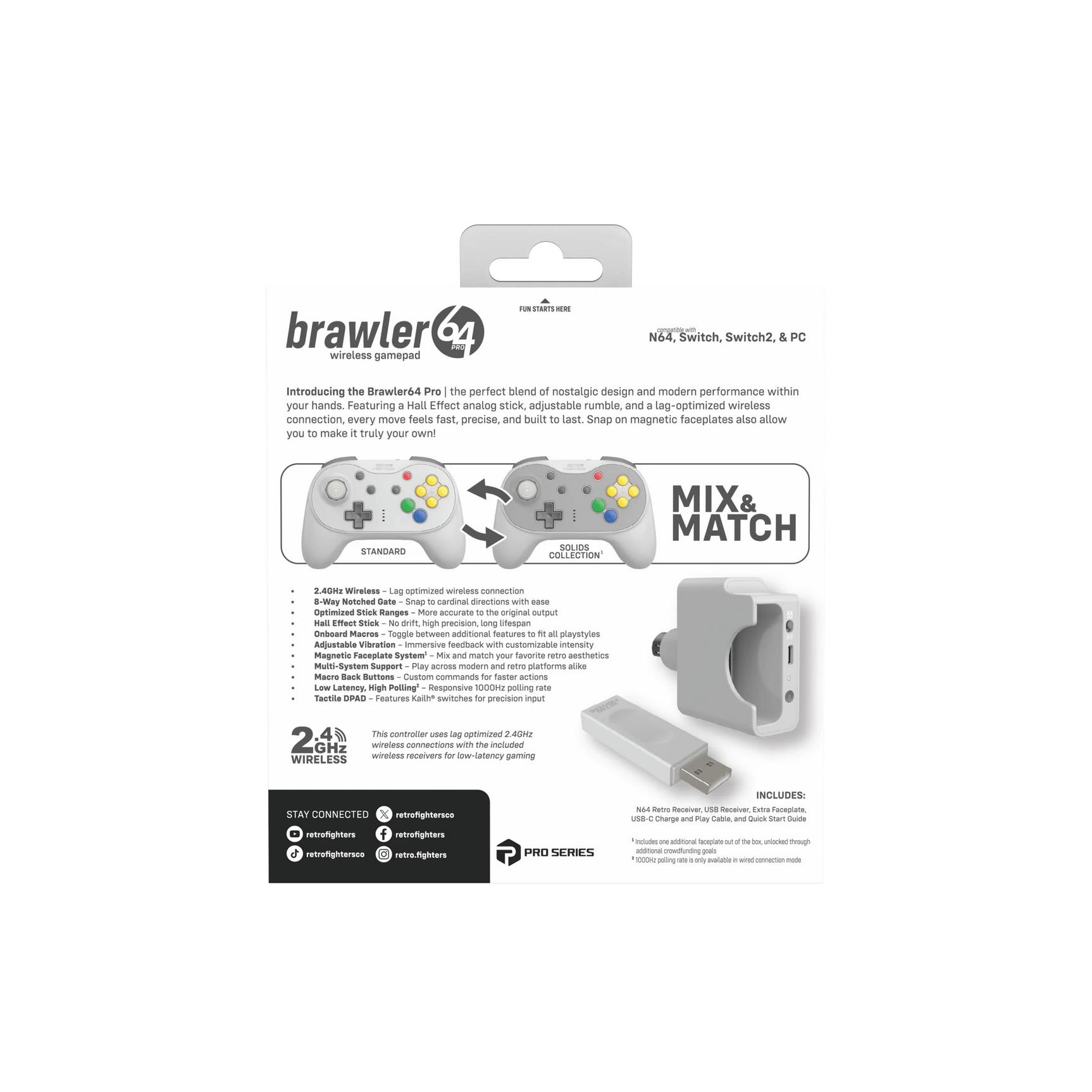 Brawler64 Pro Series Controller for Nintendo 64, Switch, Switch 2, PC