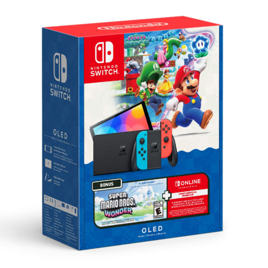 Nintendo Switch OLED Console + Super Mario Bros Wonder Bundle
