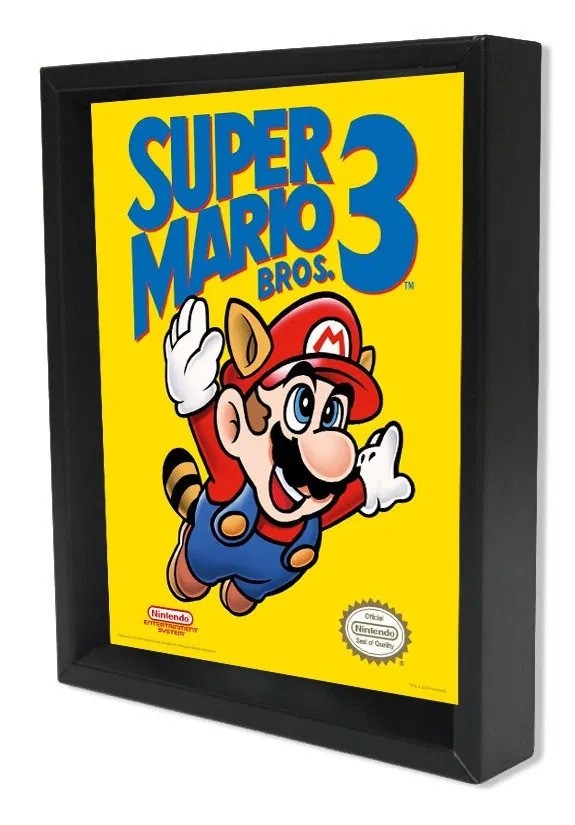 Super Mario - Mario 3 NES Box Art - 8"x10" 3D Lenticular Shadow Box