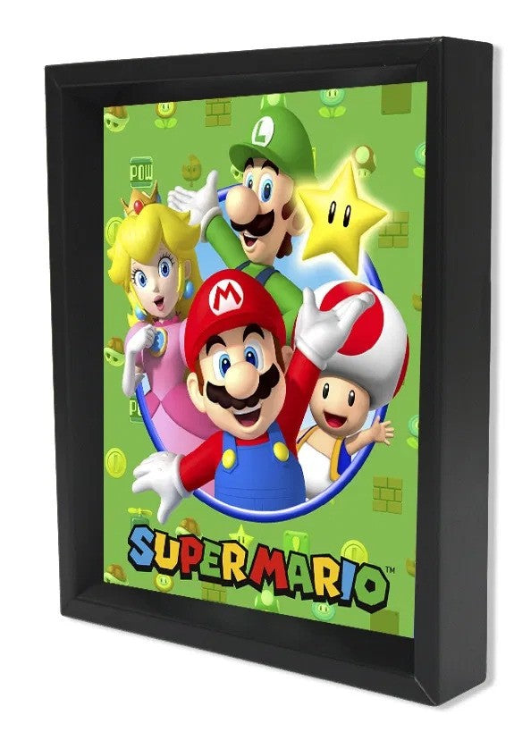 Super Mario - Mario Friends and Cast Cast - 8"x10" 3D Lenticular Shadow Box