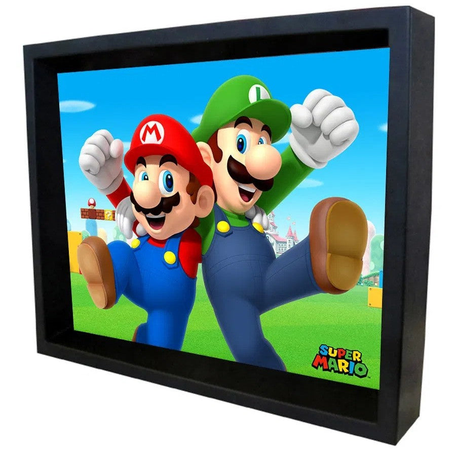 Super Mario - Mario & Luigi - 8"x10" 3D Lenticular Shadow Box