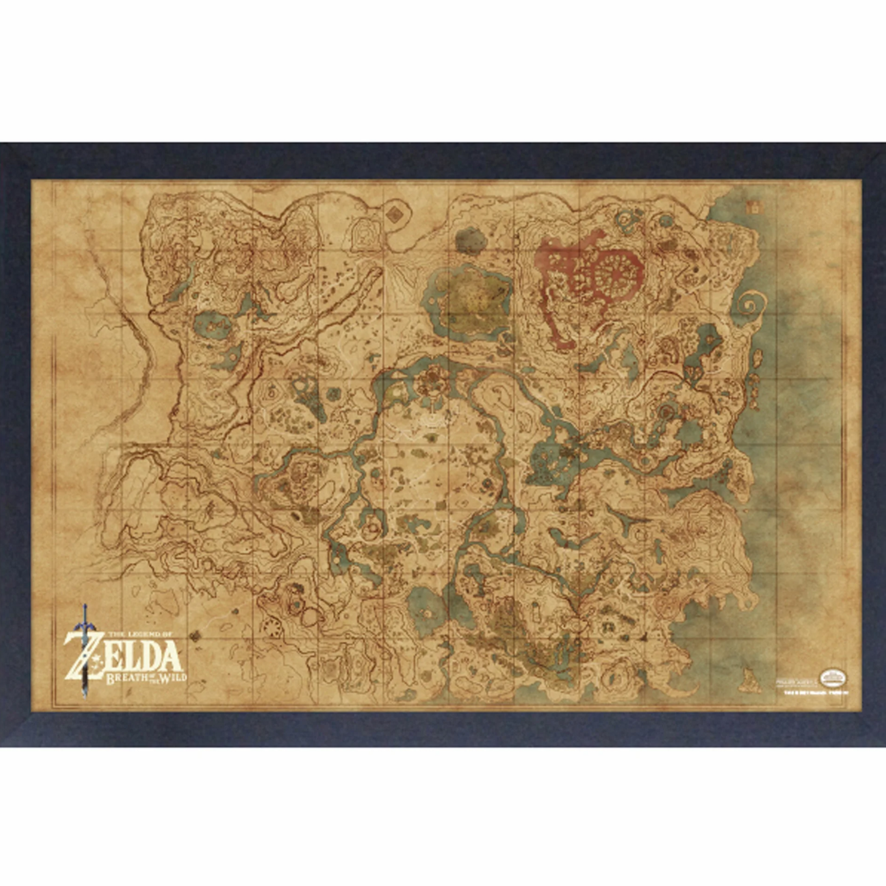 Zelda: Breath of the Wild - World Map - 17x11" Gel-Coat Framed Print