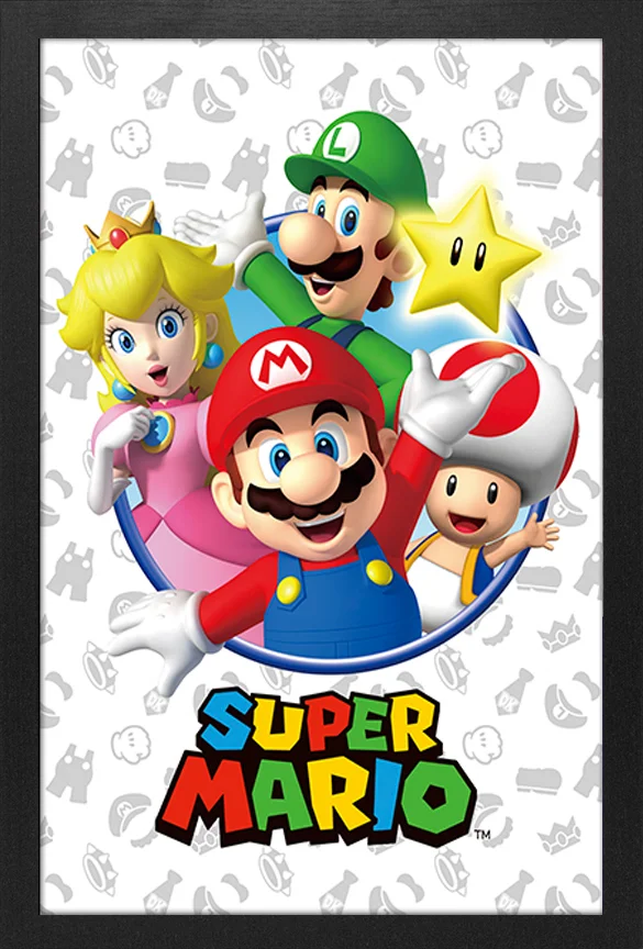 Super Mario - Character Greeting 11"x17" Gel-Coat Framed Print