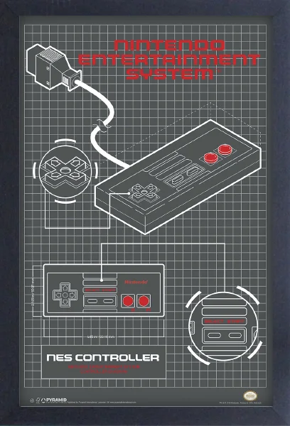 13x9 Framed Art of NES Controller