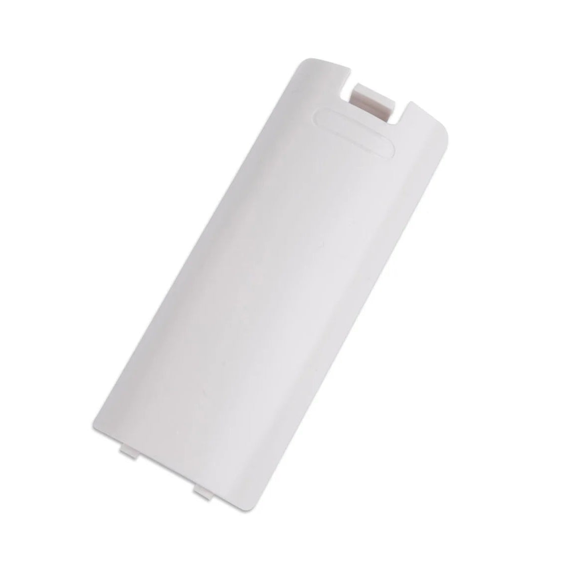 A white battery cover for a Wii Remote Controller.