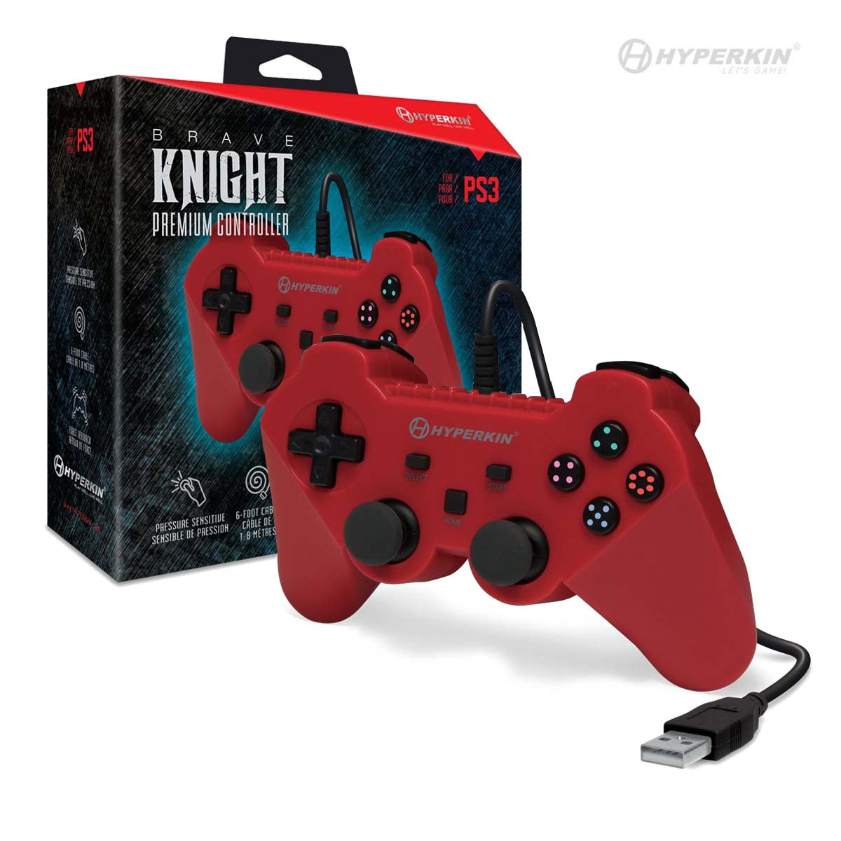Brave Knight Premium Controller for PS3 / PC / Mac - Red
