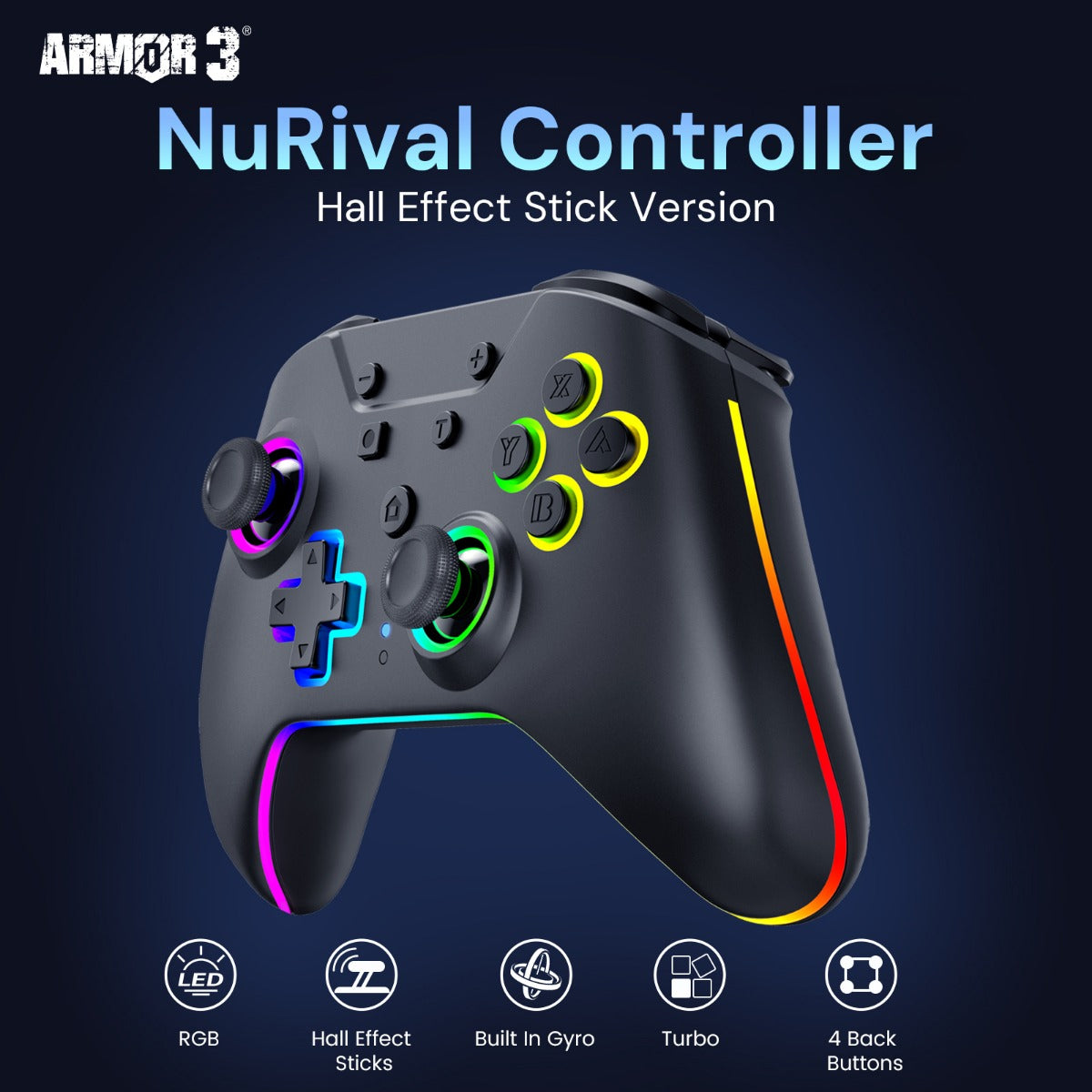 NuRival Wireless Controller with Hall Effect Sticks for Nintendo Switch