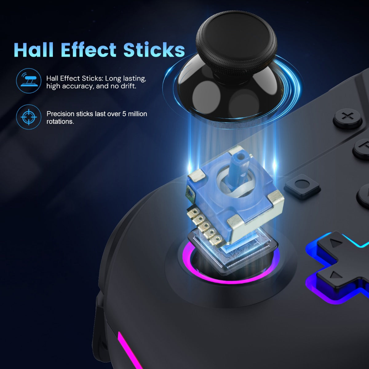 NuRival Wireless Controller with Hall Effect Sticks for Nintendo Switch, Switch 2