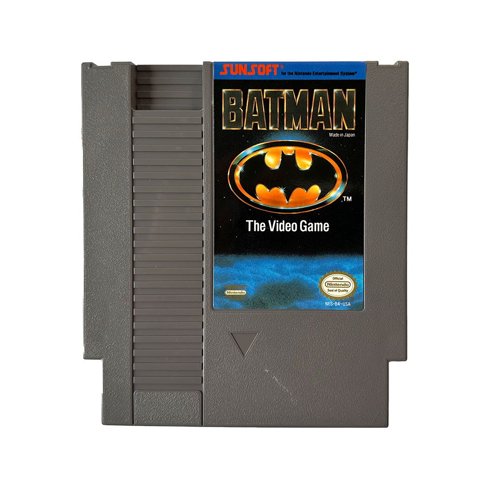Batman video game cartridge with classic design on a white background