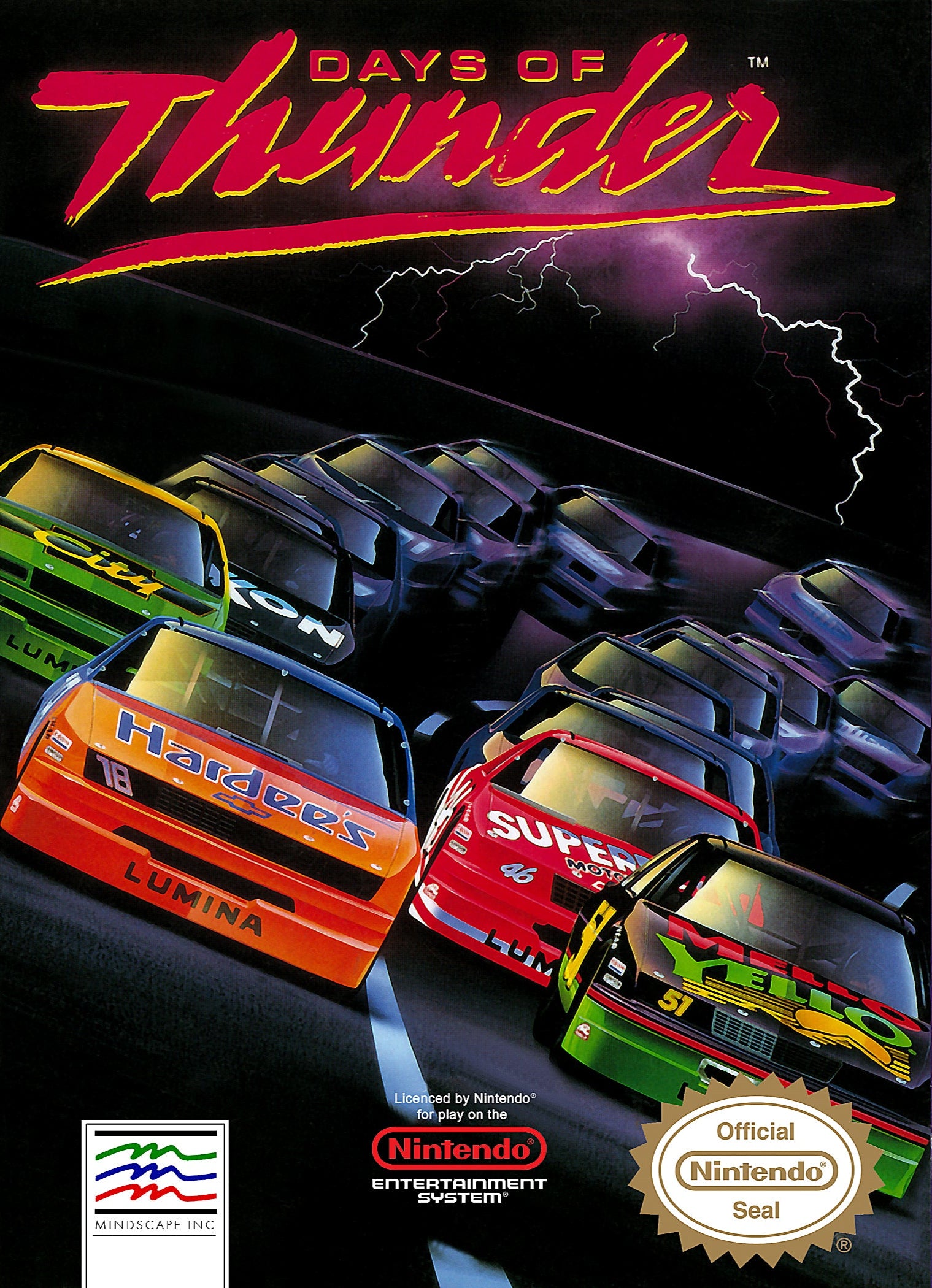 Nintendo Entertainment System game cover for 'Days of Thunder'