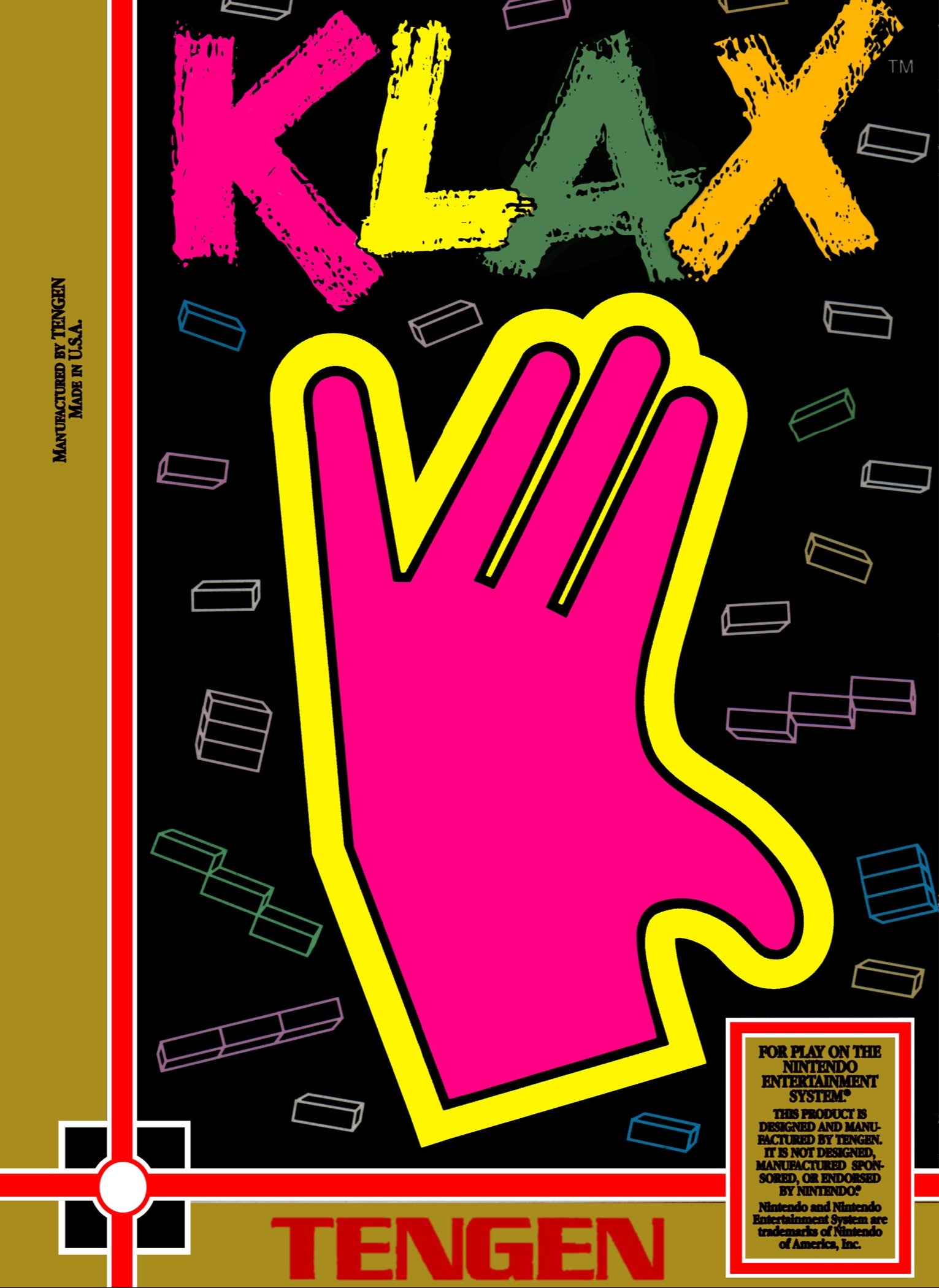 Vintage 'Klax' video game box for Nintendo Entertainment System with colorful graphics and text.