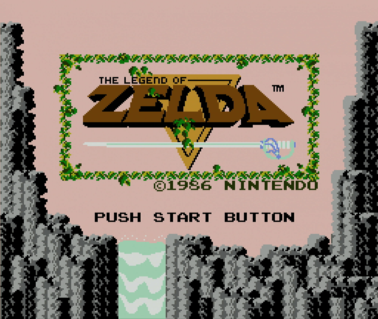 Title screen for The Legend of Zelda for the NES