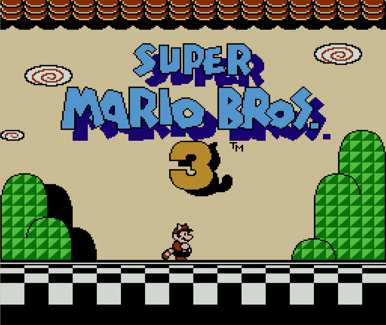 Title screen of Super Mario Bros. 3 for the NES