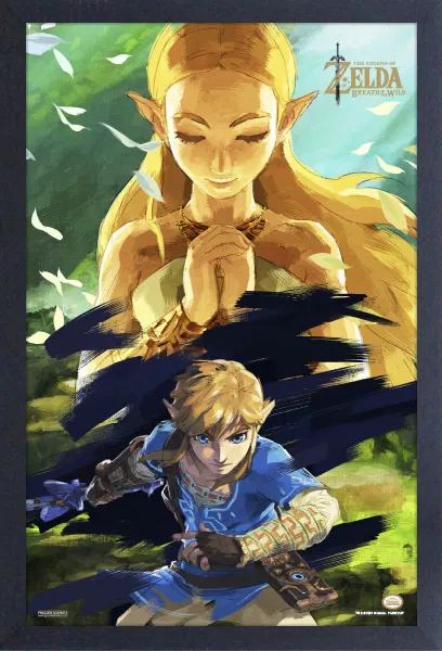 Zelda: Breath of the Wild - Zelda & Link - 11"x17" Gel-Coat Framed Print