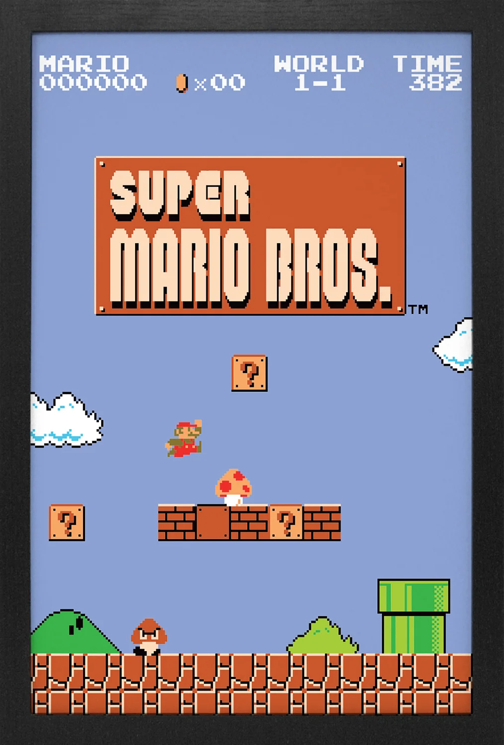 Super Mario Bros - Level 1-1 - 11"x17" Gel-Coat Framed Print