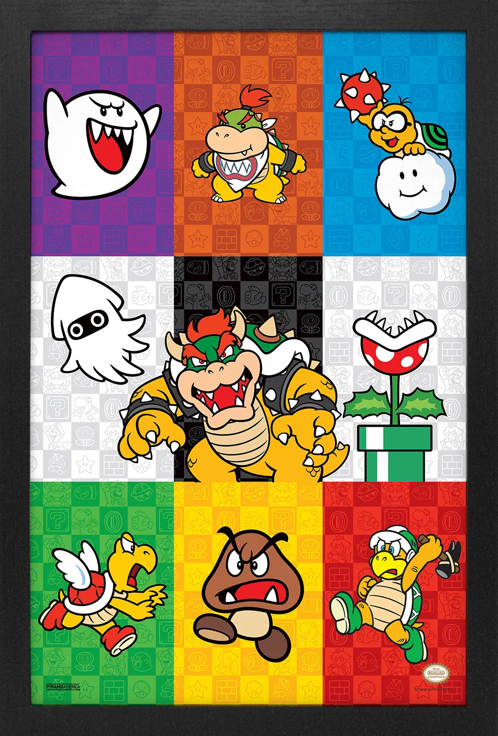 Super Mario - Pop-art Villans - 11"x17" Gel-Coat Framed Print