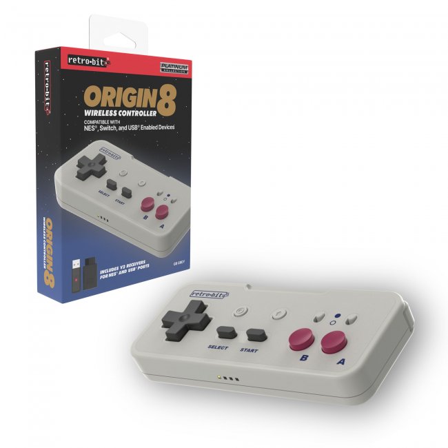 Origin8 2.4 GHz Wireless Controller for Nintendo NES / Switch - GB Gray