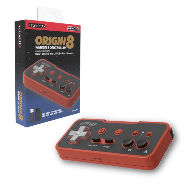 Origin8 2.4 GHz Wireless Controller for Nintendo NES / Switch - Red/Black