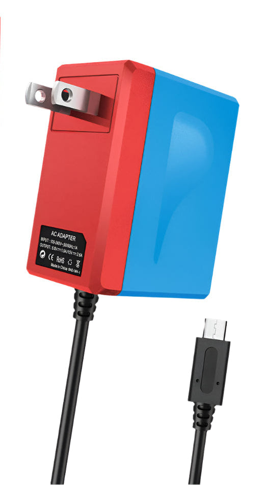 Dual Voltage AC Adapter for Nintendo Switch Consoles - Red/Blue