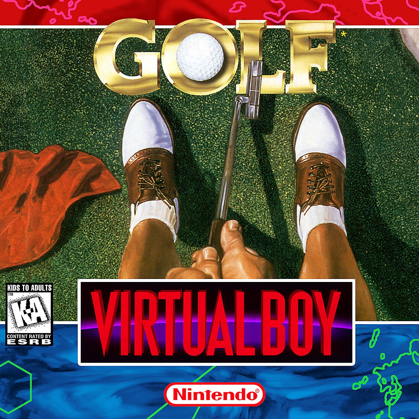 Nintendo Virtual Boy golf game cartridge with graphics and text