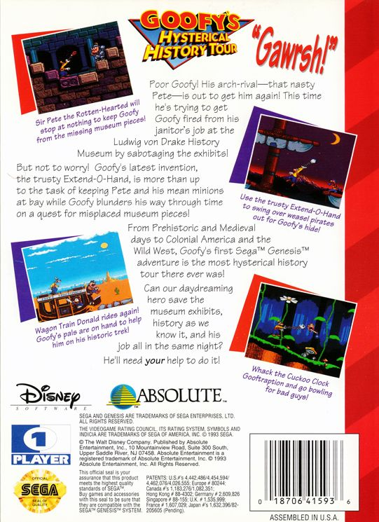 Goofy's Hysterical History Tour - SEGA Genesis