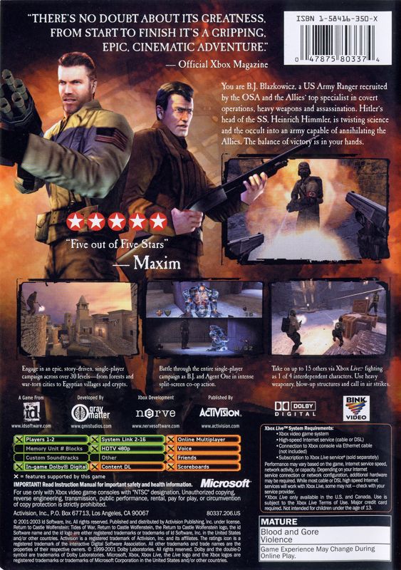 Return to Castle Wolfenstein: Tides of War - Xbox