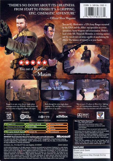 Return to Castle Wolfenstein: Tides of War - Xbox
