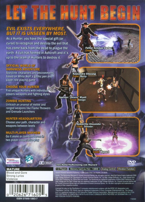 Hunter: The Reckoning - Wayward - PlayStation 2
