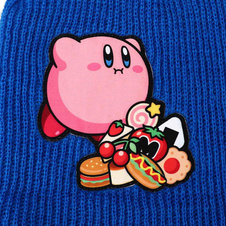 Snack Time Peek-a-Boo Kirby Blue Cuff Beanie