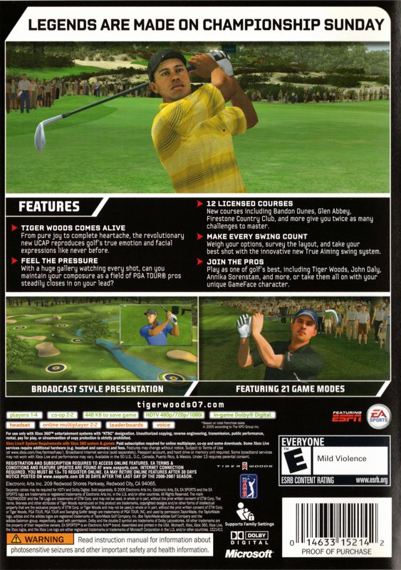 Tiger Woods PGA Tour 07 - Xbox 360
