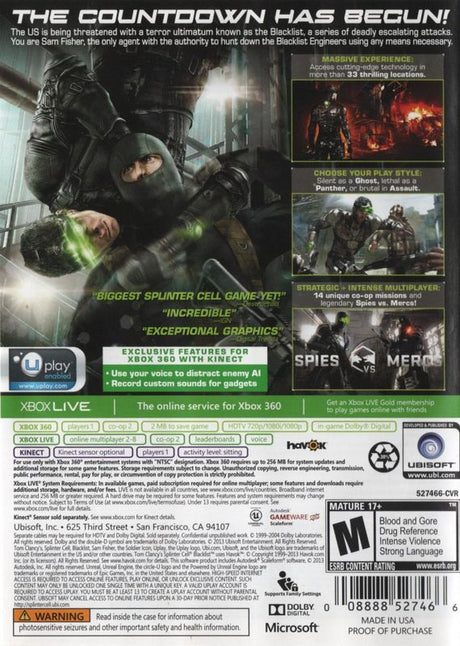 Tom Clancy's Splinter Cell: Blacklist - Xbox 360