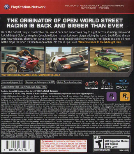 Midnight Club: Los Angeles - Complete Edition - PlayStation 3