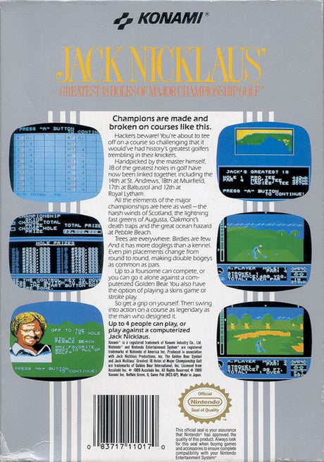 Jack Nicklaus' Greatest 18 Holes of Major Championship Golf - NES