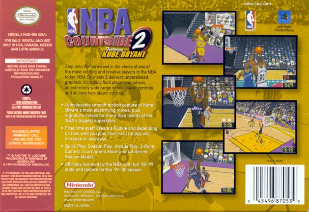 NBA Courtside 2: Featuring Kobe Bryant - Nintendo 64