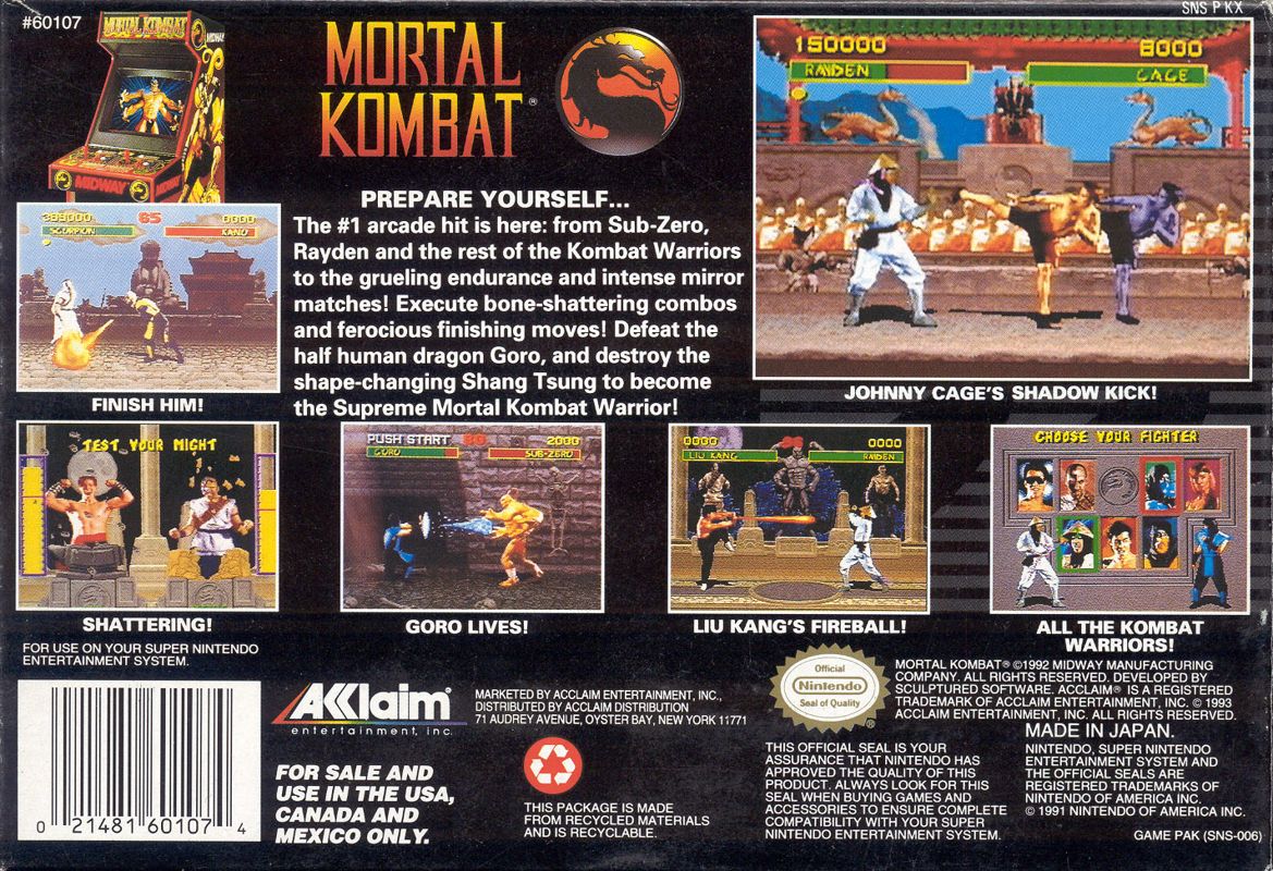 Mortal Kombat - Super Nintendo