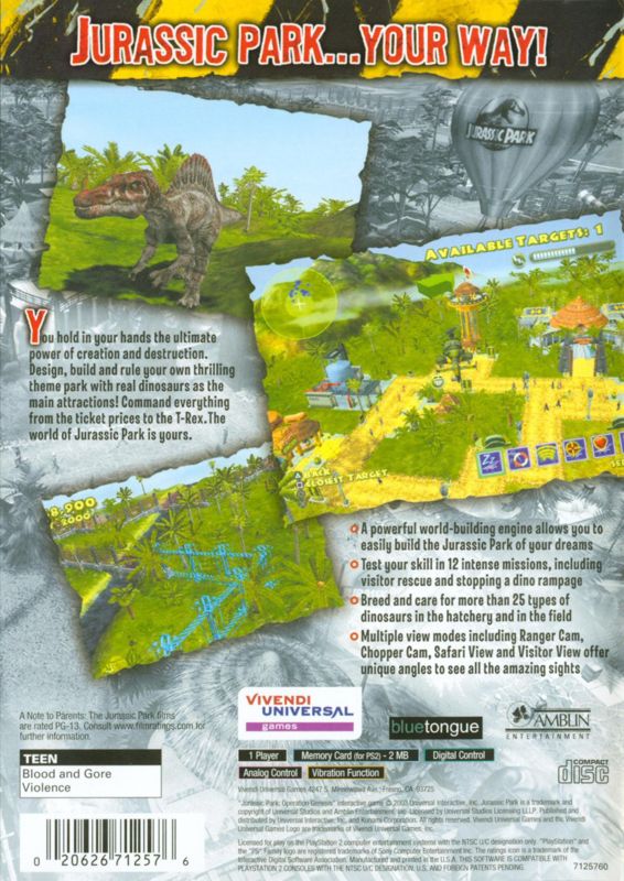 Jurassic Park: Operation Genesis - PlayStation 2