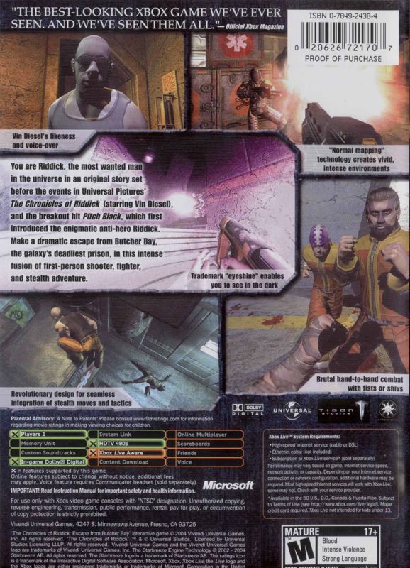 Chronicles of Riddick: Escape from Butcher Bay - Xbox