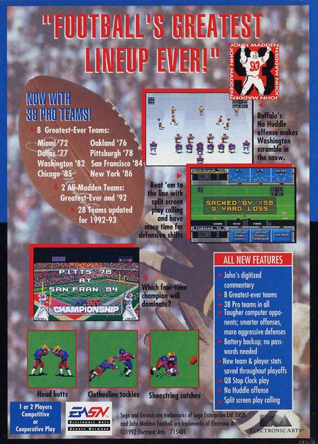 John Madden Football '93 - SEGA Genesis