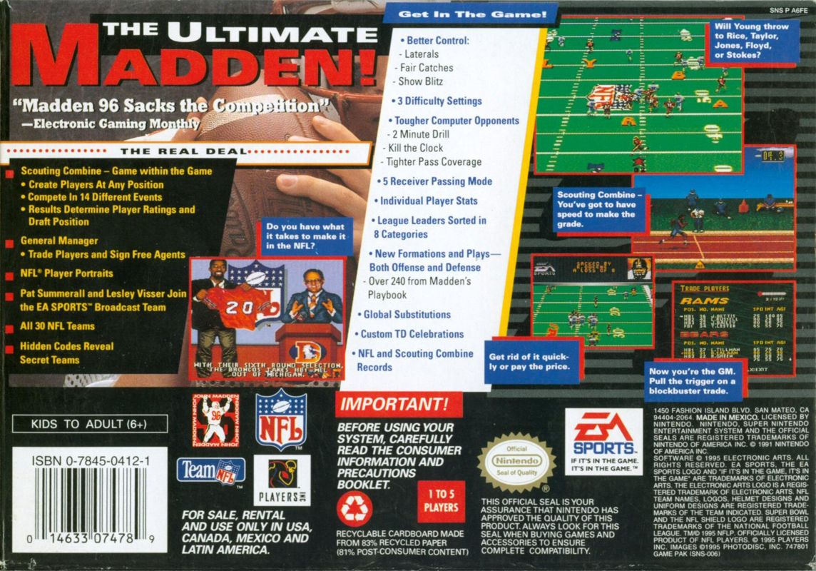 Madden NFL 96 - Super Nintendo