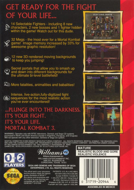 Mortal Kombat 3 - SEGA Genesis