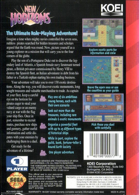 Uncharted Waters: New Horizons - SEGA Genesis