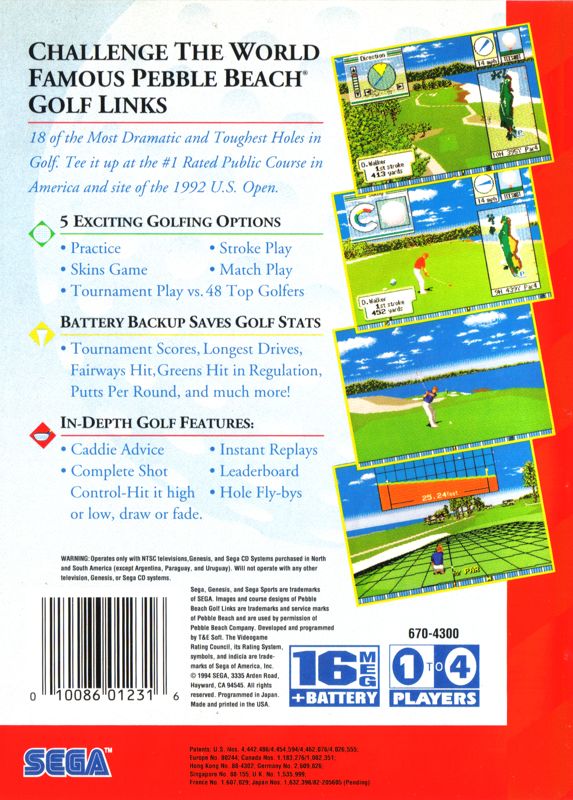 Pebble Beach Golf Links - SEGA Genesis