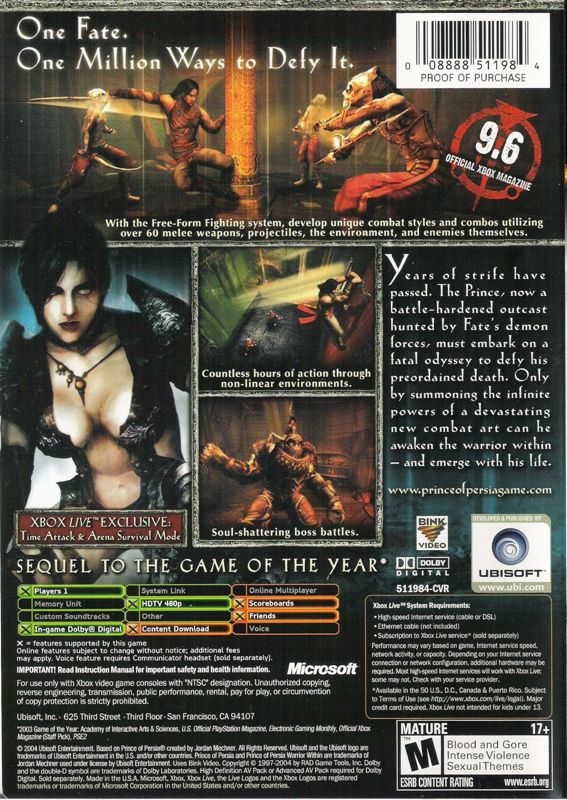 Prince of Persia: Warrior Within - Xbox
