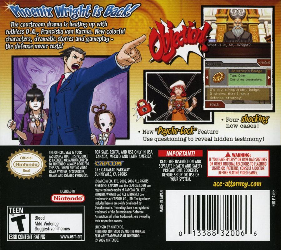 Phoenix Wright: Ace Attorney - Justice for All - Nintendo DS